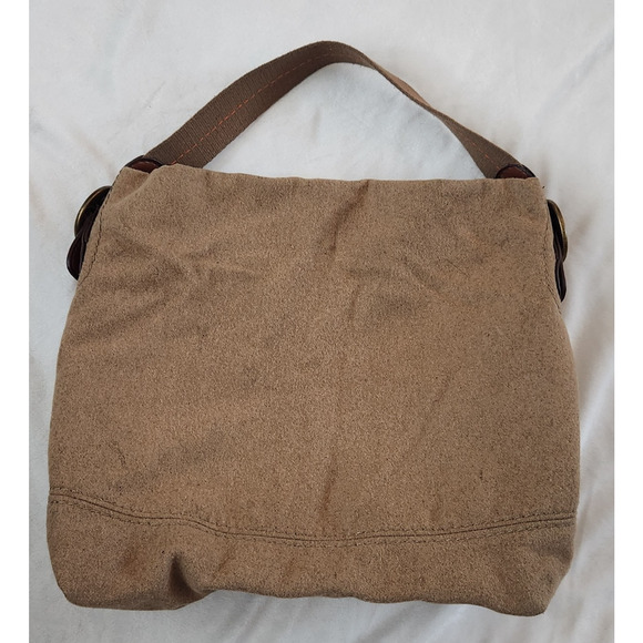 Vintage Y2K GAP Brown Wool Blend Large Tote Handbag Buckles Orange Interior - Picture 3 of 13